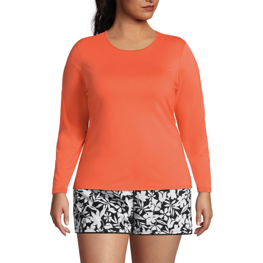 Women's Crew Neck Long Sleeve Rash Guard UPF 50 Swim Tee