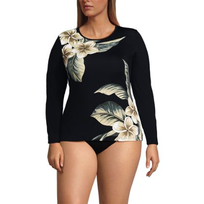 Women's Plus Size Long Sleeve Relaxed UPF 50 Rash Guard - image 1