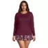 Women's Plus Size SunShade UPF 50 Long Sleeve Rash Guard Swim Tee, Front