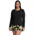 Women's Plus Size SunShade UPF 50 Long Sleeve Rash Guard Swim Tee, Front