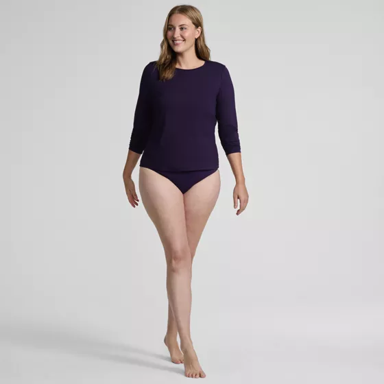 Women's Plus Size SunShade UPF 50 Long Sleeve Rash Guard Swim Tee - primary