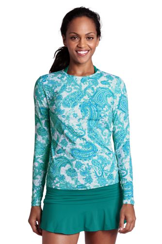 Womens Paisley Crewneck Swim Tee Cover up