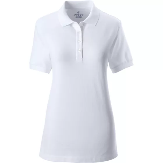 Women's Plus Size Short Sleeve Feminine Fit Banded Mesh Polo Shirt - primary
