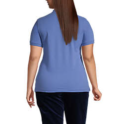 Women's Plus Size Short Sleeve Feminine Fit Banded Mesh Polo Shirt, Back