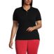 Women's Plus Size Short Sleeve Feminine Fit Banded Mesh Polo Shirt, Front