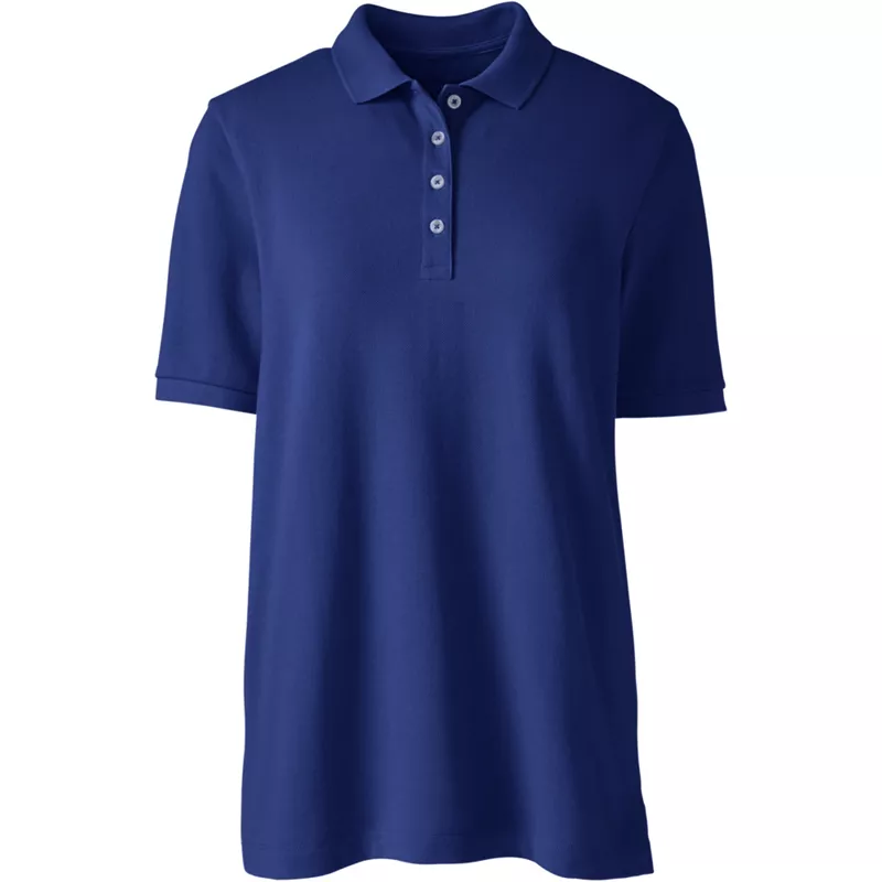 Women's Plus Size Banded Short Sleeve Mesh Polo, Front