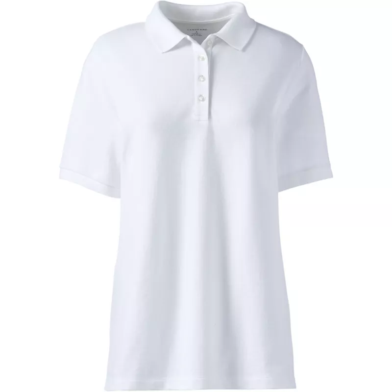Women's Banded Short Sleeve Mesh Polo, Front