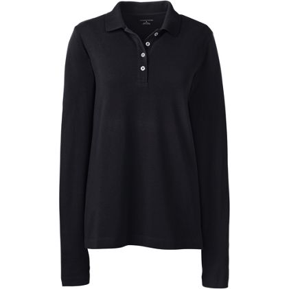 Women's Plus Size Long Sleeve Mesh Polo - primary
