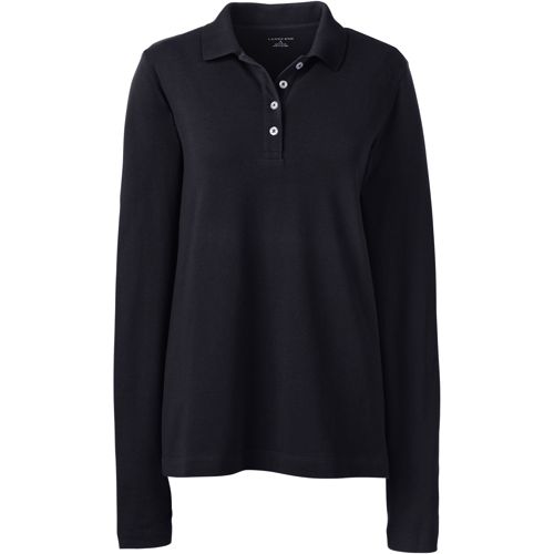 売れ筋商品|||ランズエンド カットソー トップス レディース Women's Long Sleeve Feminine Fit Interlock Polo Shirt Gray heather Lands' End Women's Long Sleeve Feminine Fit Interlock Polo