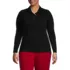 Women's Plus Size Long Sleeve Mesh Polo, Front