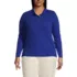 Women's Plus Size Long Sleeve Mesh Polo, Front