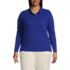 Women's Plus Size Long Sleeve Mesh Polo, Front