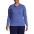 Women's Plus Size Long Sleeve Mesh Polo, Front