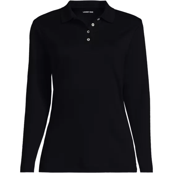 School Uniform Women's Plus Size Long Sleeve Feminine Fit Pima Polo Shirt - primary