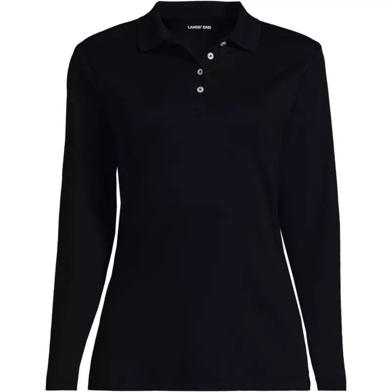 School Uniform Women's Signature Supima Long Sleeve Polo Shirt, Front
