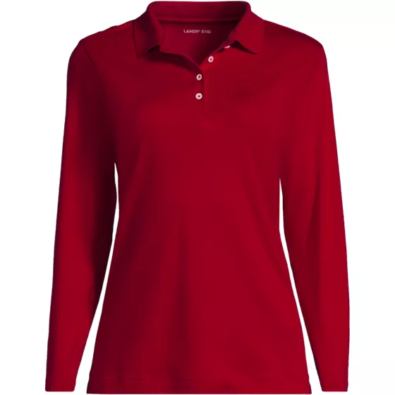 School Uniform Women's Long Sleeve Feminine Fit Pima Polo Shirt - primary