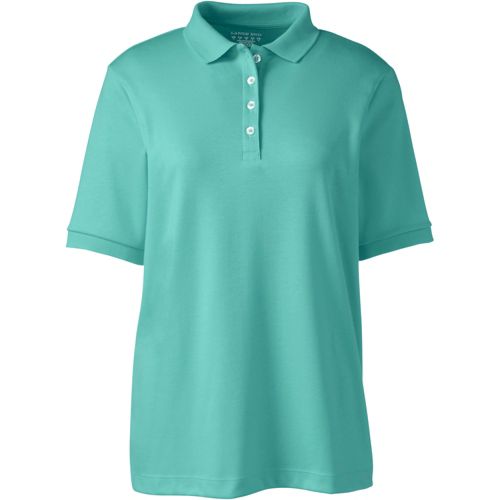Aegean Teal Tipped Pique Polo Shirt Women's Plus Size Short Sleeve