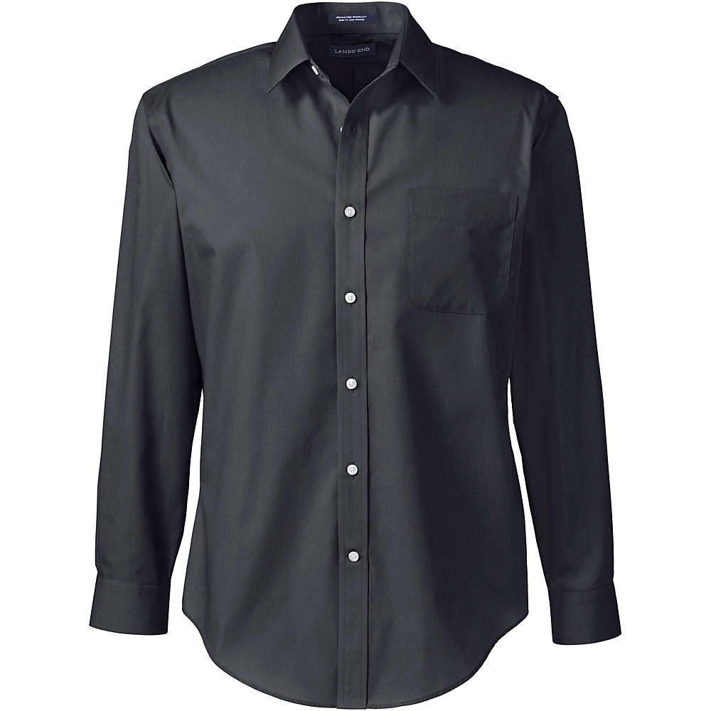 School Uniform Men's Long Sleeve Tailored Straight Collar Broadcloth Dress Shirt, Front