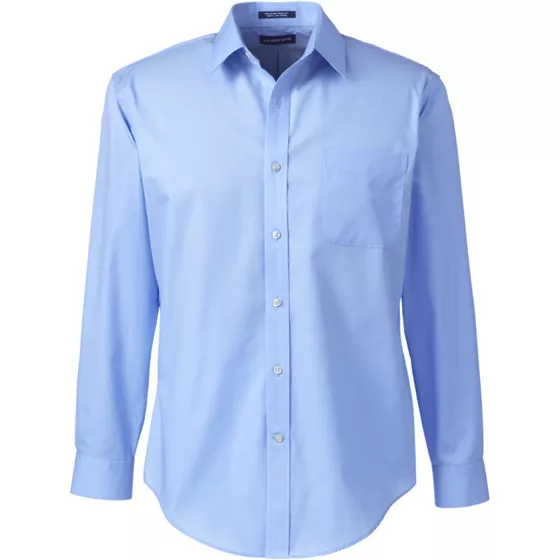 School Uniform Men's Long Sleeve Tailored Straight Collar Broadcloth Dress Shirt - primary