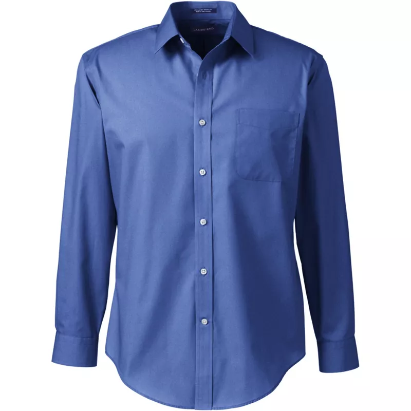 Men's Long Sleeve Tailored Straight Collar Broadcloth Dress Shirt, Front