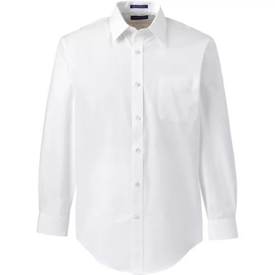 School Uniform Men's Long Sleeve Tailored Straight Collar Broadcloth Dress Shirt - primary