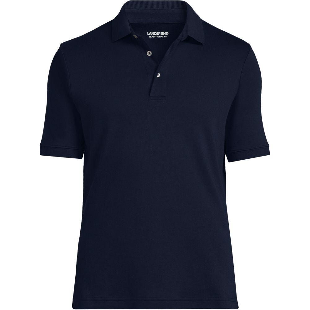 Lands' End Business Outfitters Men's Short Sleeve Super Soft Supima Polo Shirt - Radiant Navy - 4XL