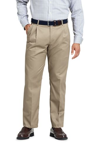Men S Comfort Waist Pleated No Iron Twill Dress Pants Lands End