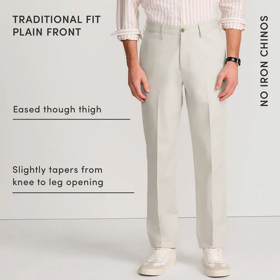 Men's No Iron Traditional Fit Plain Front Chino Pant view 7