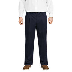 Men's Big and Tall Comfort Waist Pleated No Iron Chino Pants, Front