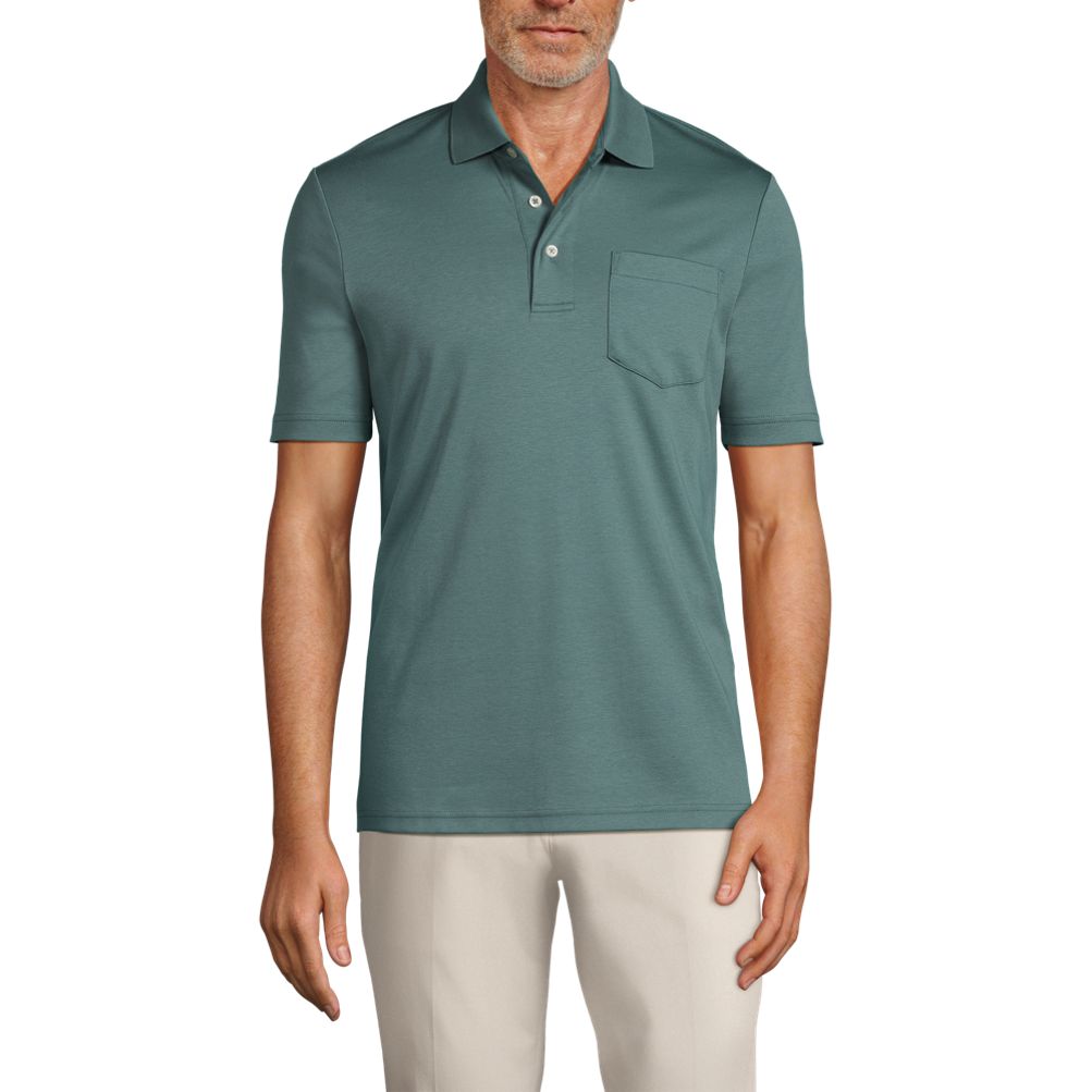 Men s Short Sleeve Cotton Supima Polo Shirt with Pocket Lands End