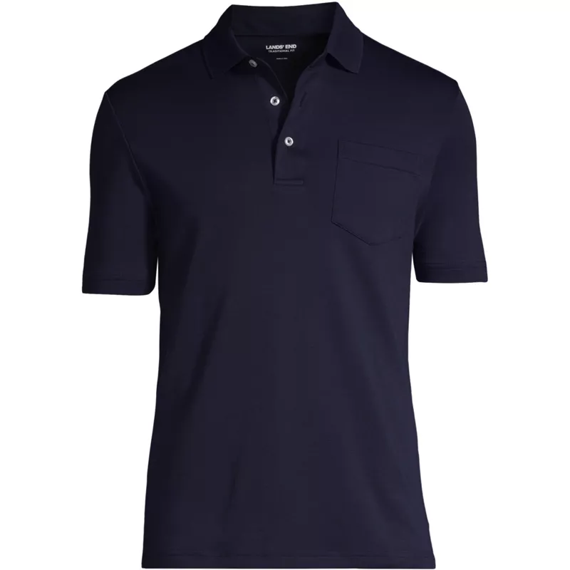 Men's Big and Tall Short Sleeve Cotton Supima Polo Shirt with Pocket, Front