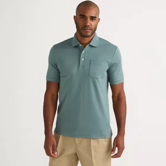Men's Tall Short Sleeve Cotton Supima Polo Shirt with Pocket - primary
