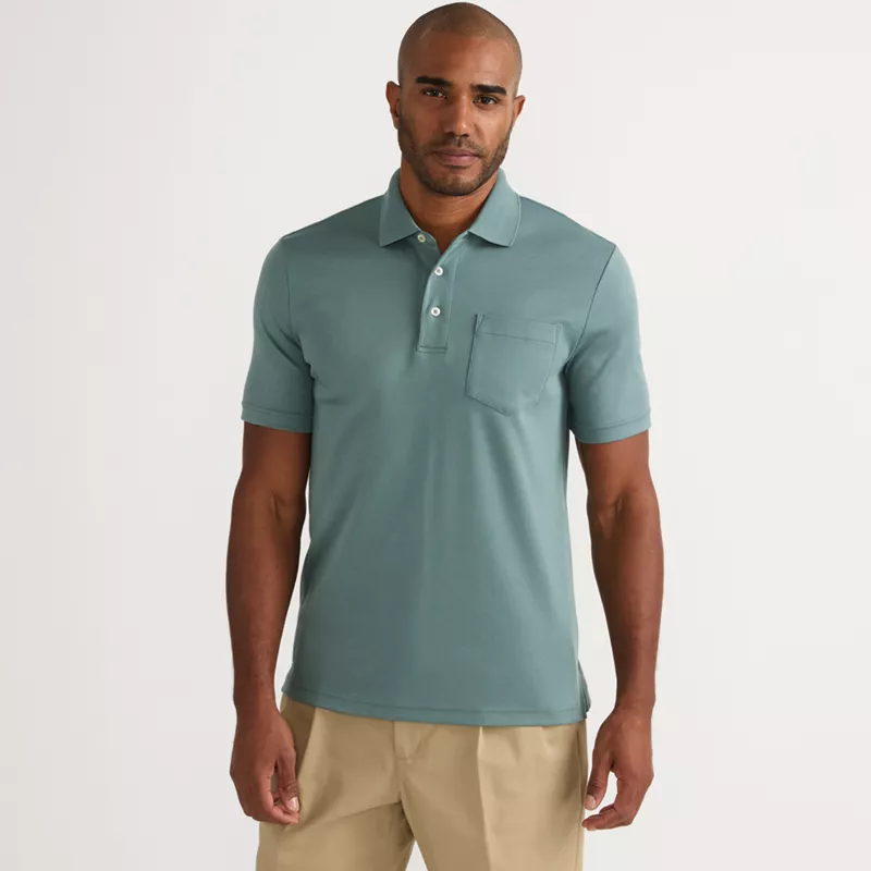Men's Short Sleeve Cotton Supima Polo Shirt with Pocket, Front