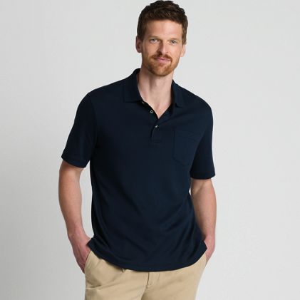 Men's Short Sleeve Cotton Supima Polo Shirt with Pocket - image 2