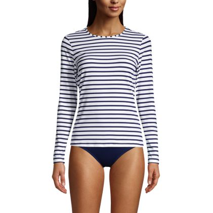 Women's Crew Neck Long Sleeve Rash Guard UPF 50 Sun Protection Swim Tee - image 4