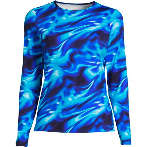 Women's Crew Neck Long Sleeve Rash Guard UPF 50 Swim Tee, Front