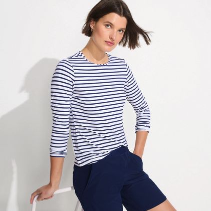 Women's Crew Neck Long Sleeve Rash Guard UPF 50 Sun Protection Swim Tee - primary