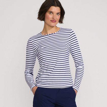Women's Crew Neck Long Sleeve Rash Guard UPF 50 Sun Protection Swim Tee - image 2