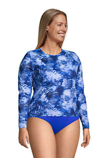 Women's Plus Size Crew Neck Long Sleeve Rash Guard UPF 50 Sun Protection Modest Swim Tee Print, alternative image