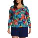 Women's Plus Size Crew Neck Long Sleeve Rash Guard UPF 50 Sun Protection Modest Swim Tee Print, Front