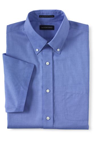 Men's Short Sleeve Supima No Iron Pinpoint Dress Shirt from Lands' End