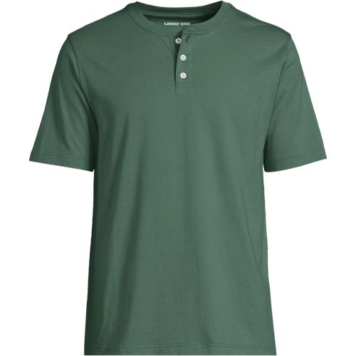 Super-T Henley Short Sleeve T-shirt, Men, size: S, regular, Green, Cotton, by Lands' End