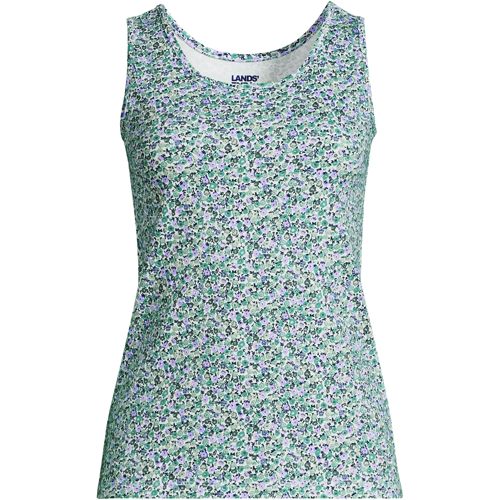 Lands End Tank Top Womens Size S (6-8) Embroidered Floral Pink