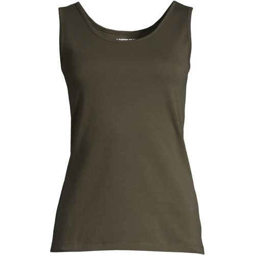 Lands' End Womens Cotton Tank Top Black Petite X-Small at