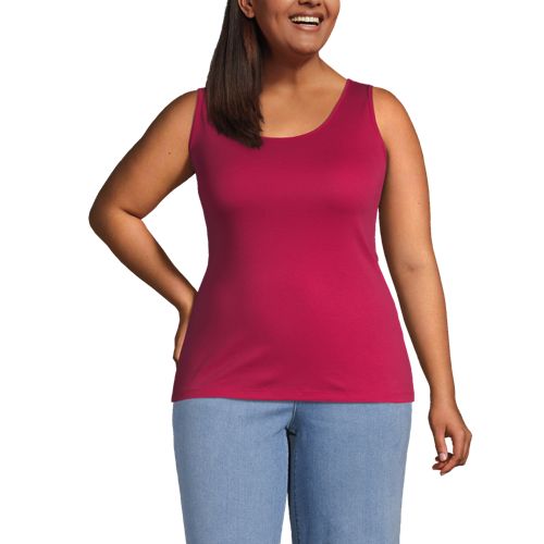 Cotton Vest Top, Women, Size: 20-22 Plus, Red, by Lands’ End
