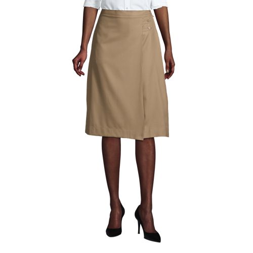 Knee length outlet pleated khaki skirt