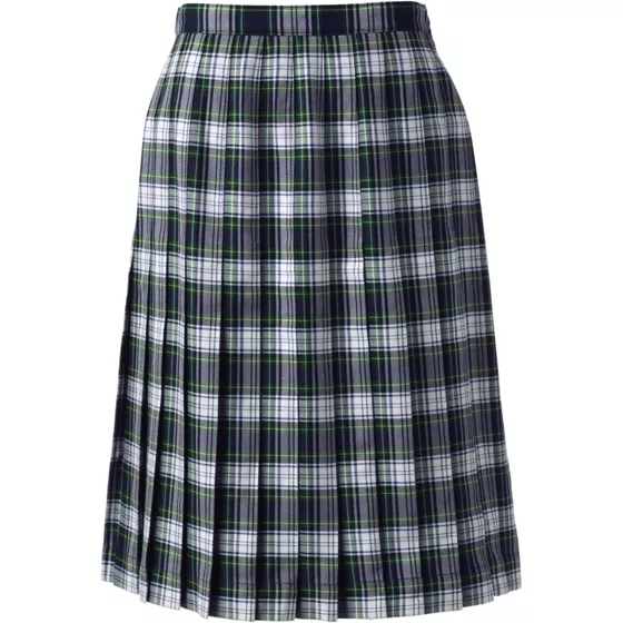 Women's Plaid Pleated Skirt Below the Knee - primary