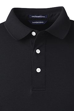 Long Sleeve Super Soft Supima Polo Shirt 433522: Black