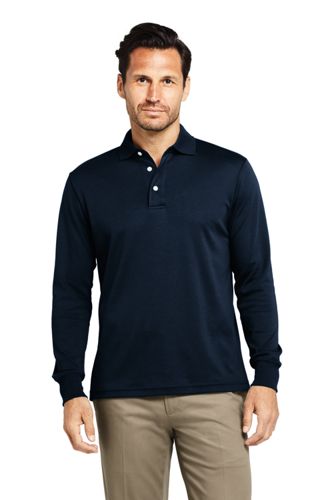 Men's Long Sleeve Super Soft Supima Polo Shirt from Lands' End