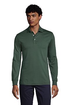 Long Sleeve Super Soft Supima Polo Shirt 433522: Deep Woodland Green